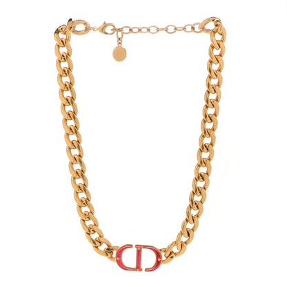 Christian Dior Metal CD Choker Necklace Gold Pink 3 of 6