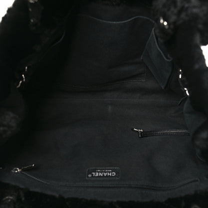 Chanel Fantasy Fur Quilted Camellia Tote Black 6 of 11