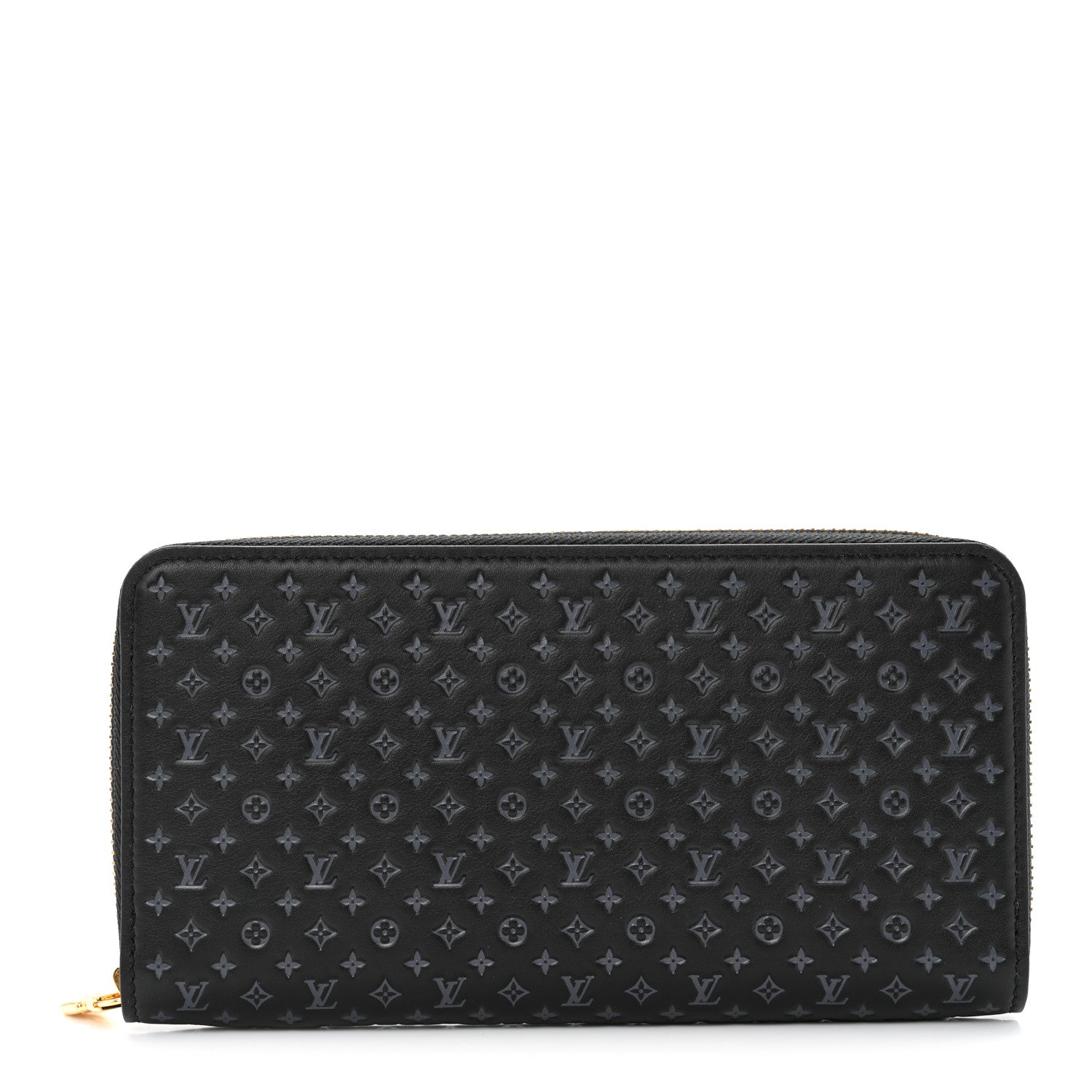 Louis Vuitton Calfskin Nanogram Embossed Zippy Wallet Black 1 of 7
