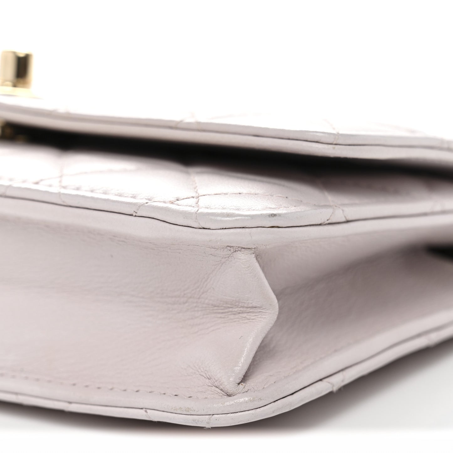 Lambskin Quilted Trendy CC Wallet On Chain WOC Lilac