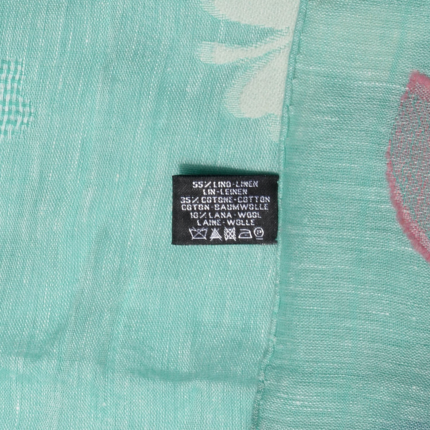 Chanel Linen Cotton Wool CC Clover Scarf Green 6 of 6