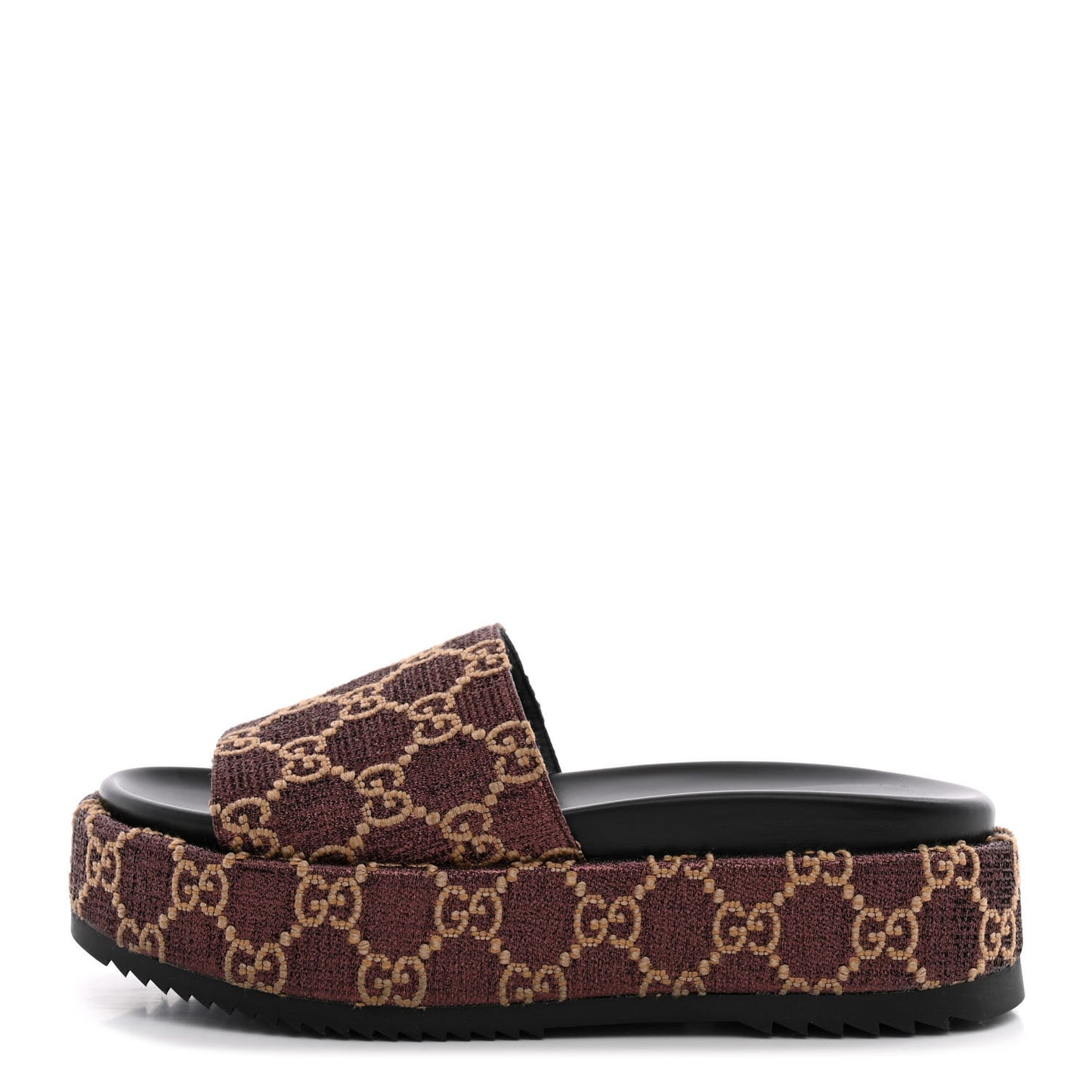 Lame GG Monogram Angelina Platform 55mm Slide Sandals 38 Brown Beige