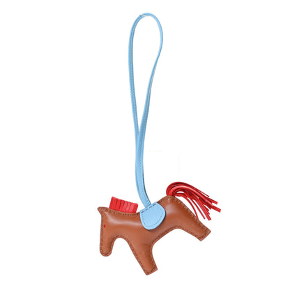 Hermes Milo Lambskin Grigri Rodeo Horse Bag Charm PM Gold Rouge Indien Celeste 1 of 4