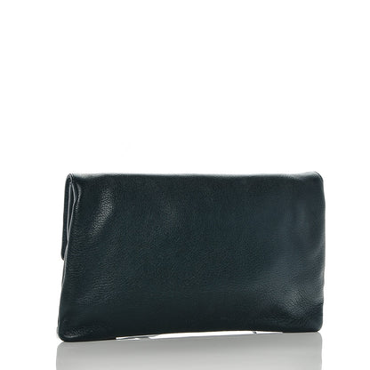 Balenciaga Chevre Silver Metallic Edge Hardware Envelope Clutch Bleu Nuit 3 of 7