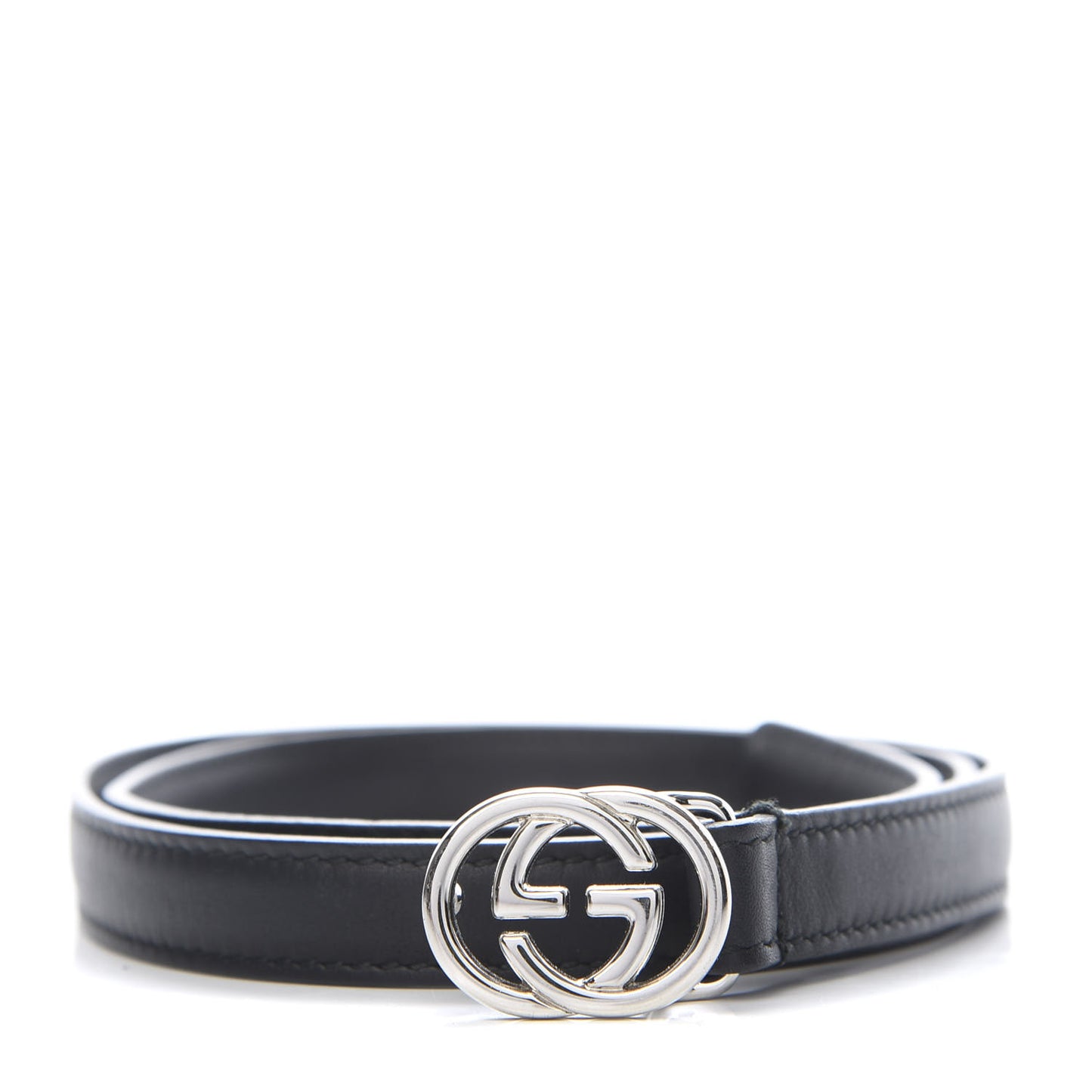 Moon Calfskin Nickel Interlocking G 20mm Belt 70 28 Black