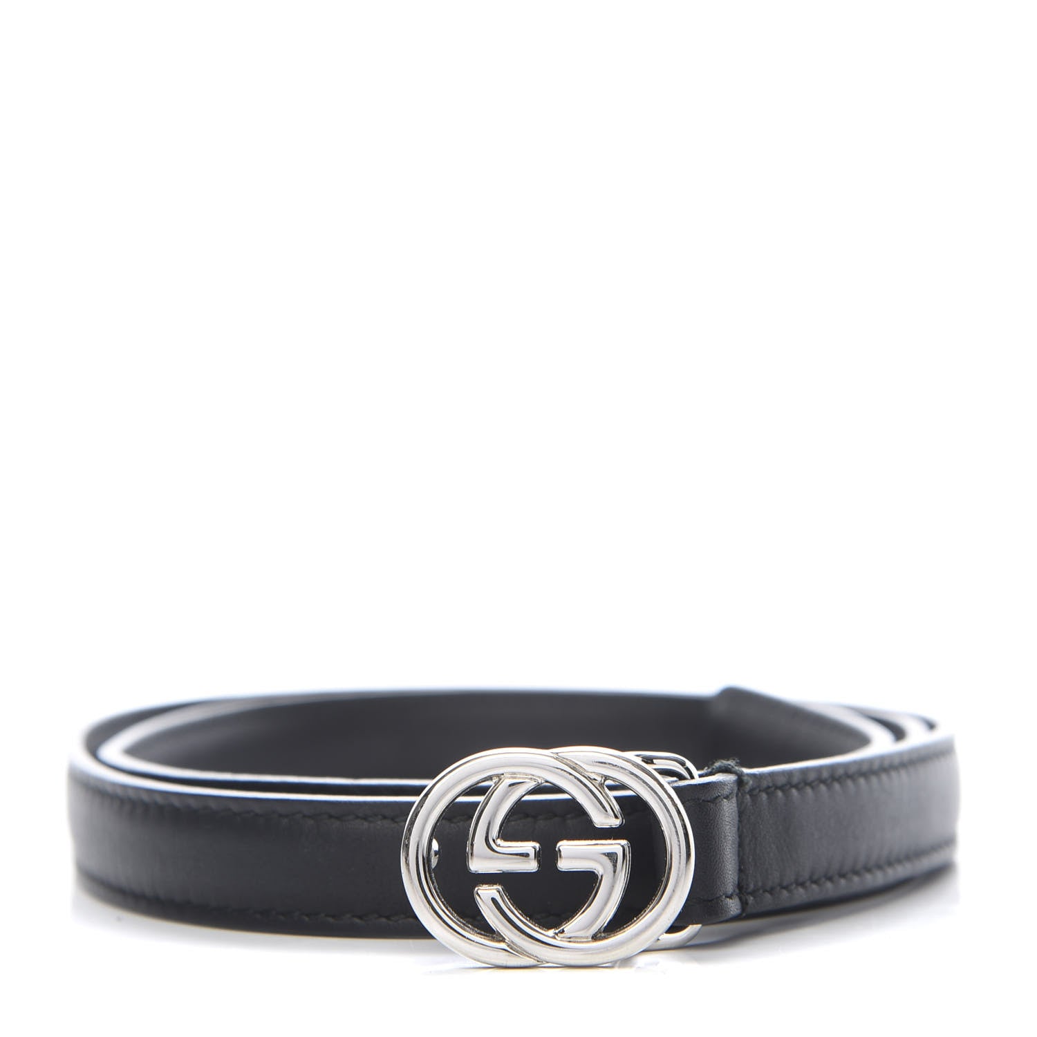 Gucci Moon Calfskin Nickel Interlocking G 20mm Belt 70 28 Black 1 of 7