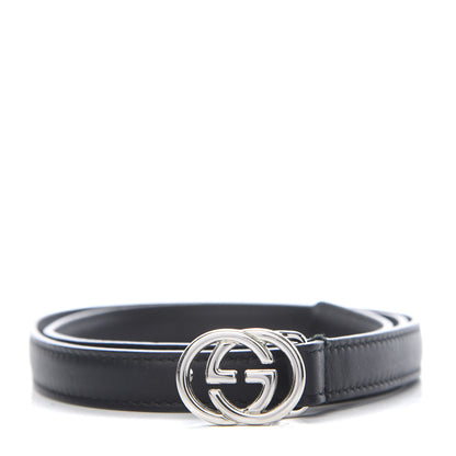 Gucci Moon Calfskin Nickel Interlocking G 20mm Belt 70 28 Black 1 of 7