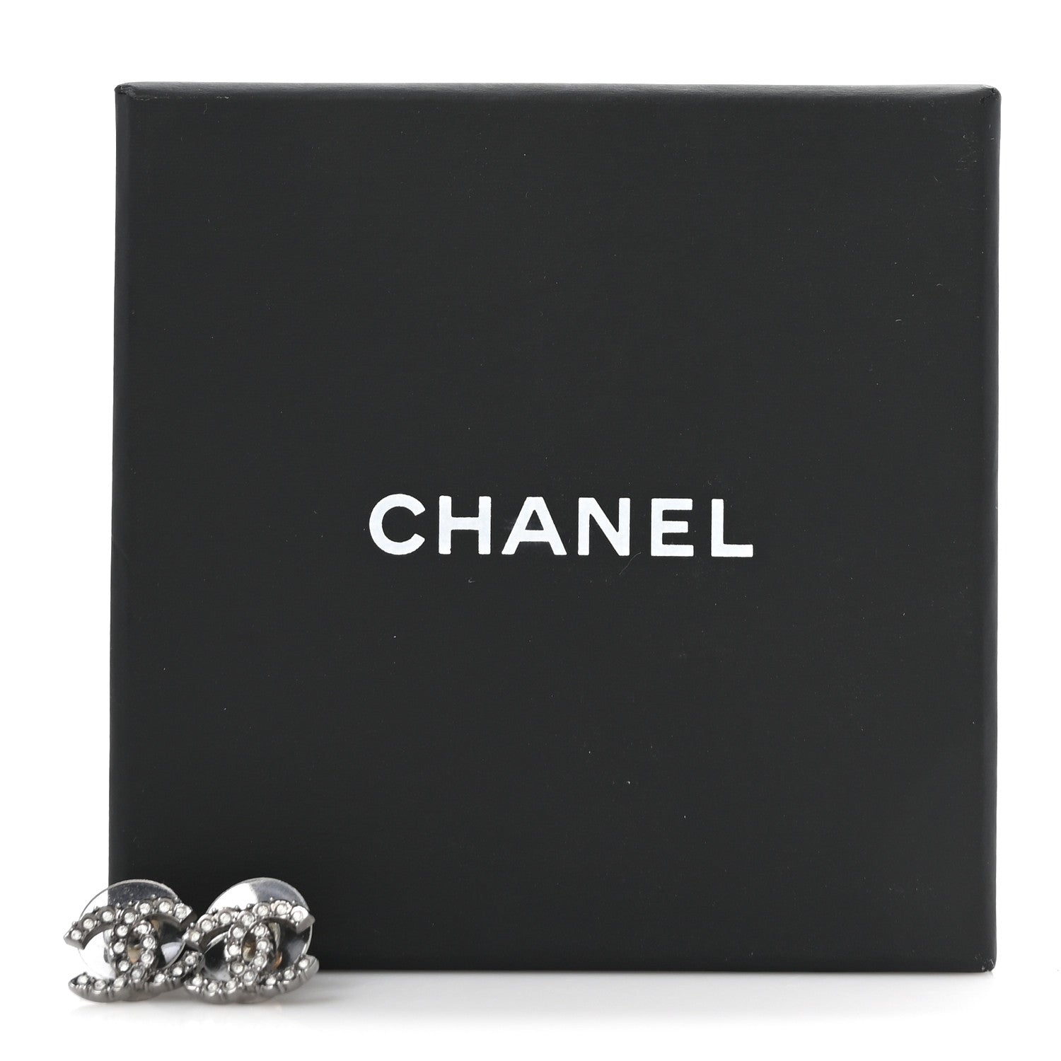 Chanel Crystal CC Earrings Silver 5 of 5