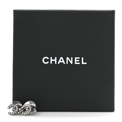 Chanel Crystal CC Earrings Silver 5 of 5