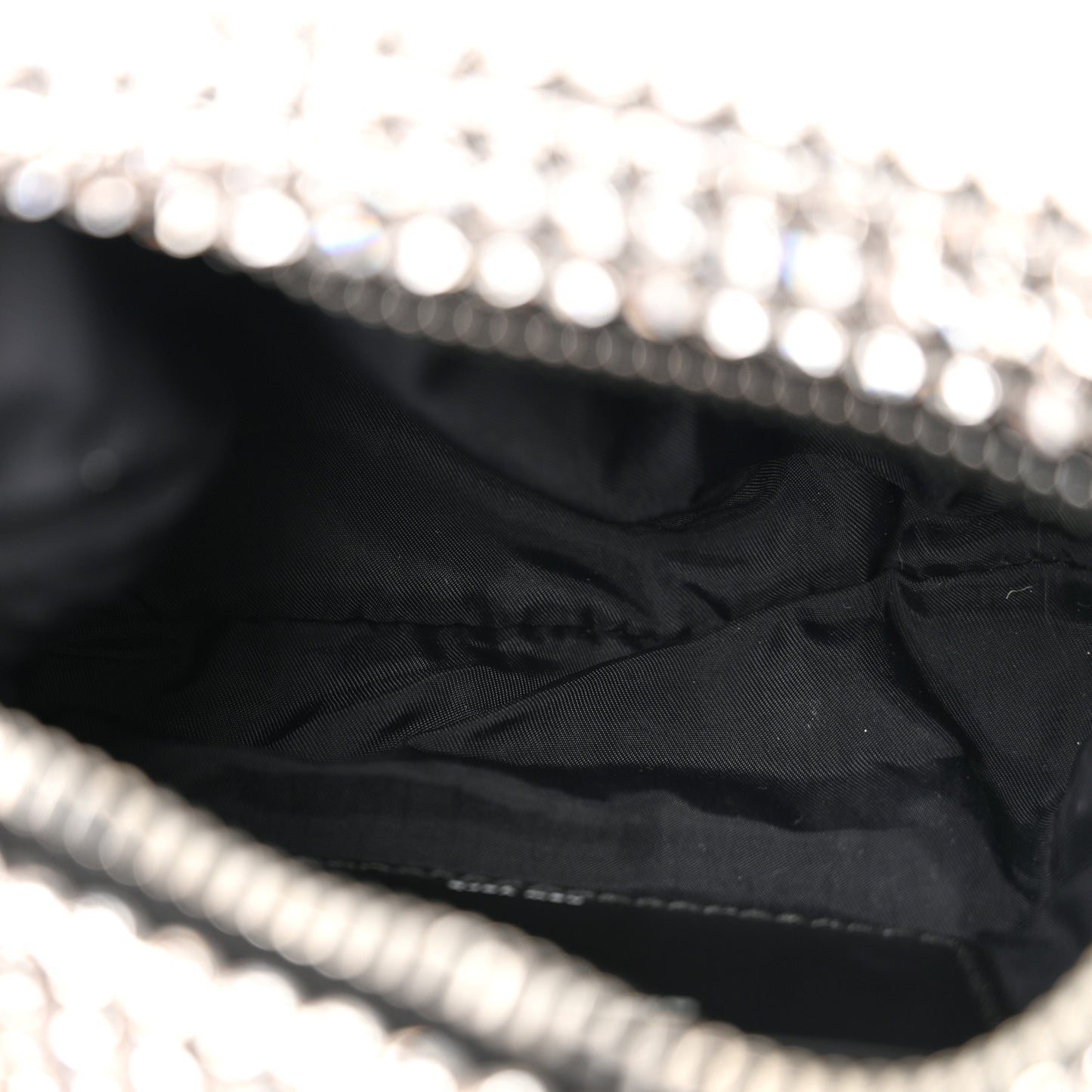 Mesh Crystal Rhinestone Mini Heiress Pouch Black Silver