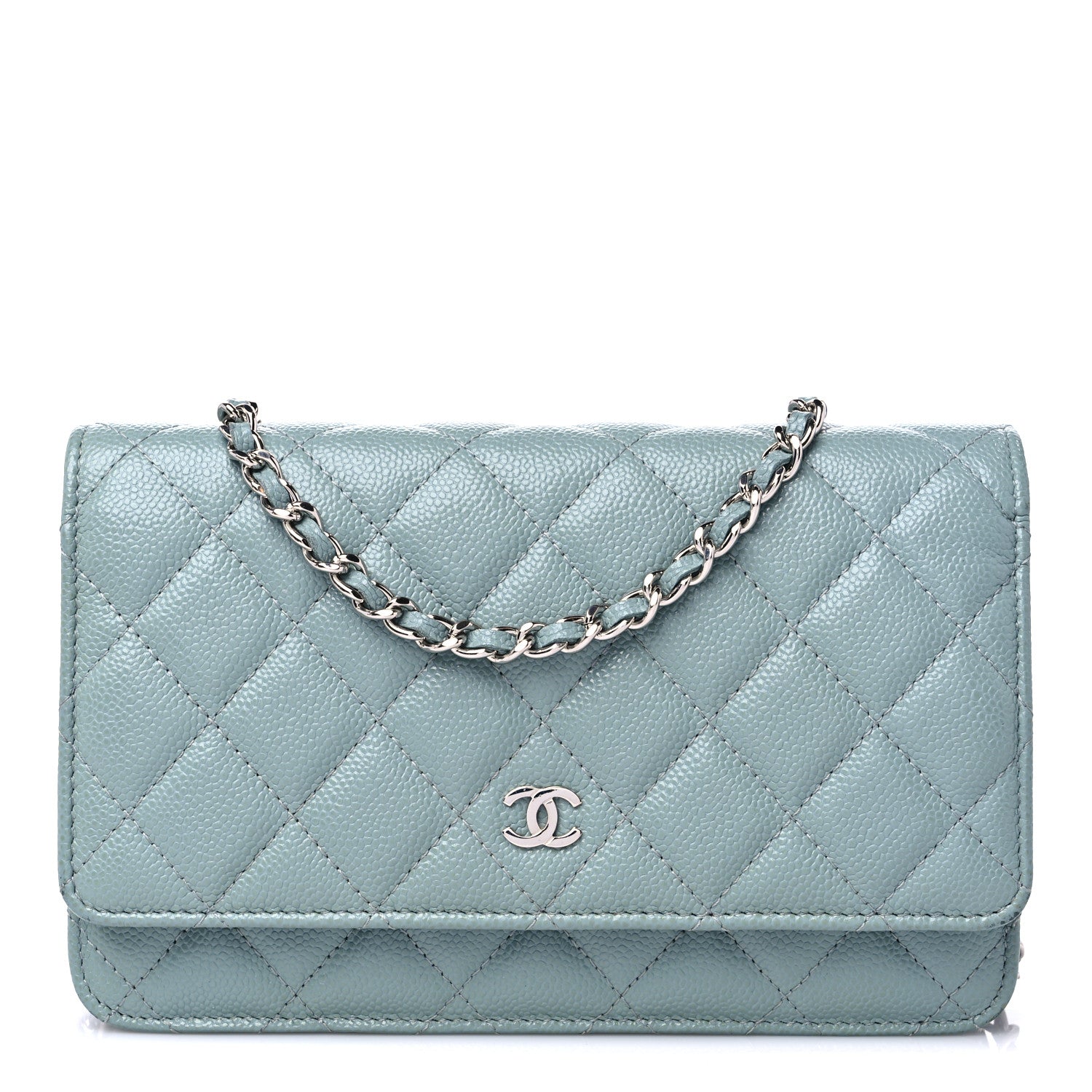 Chanel Caviar Quilted Wallet On Chain WOC Light Blue 1 of 15