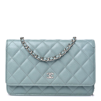 Chanel Caviar Quilted Wallet On Chain WOC Light Blue 1 of 15