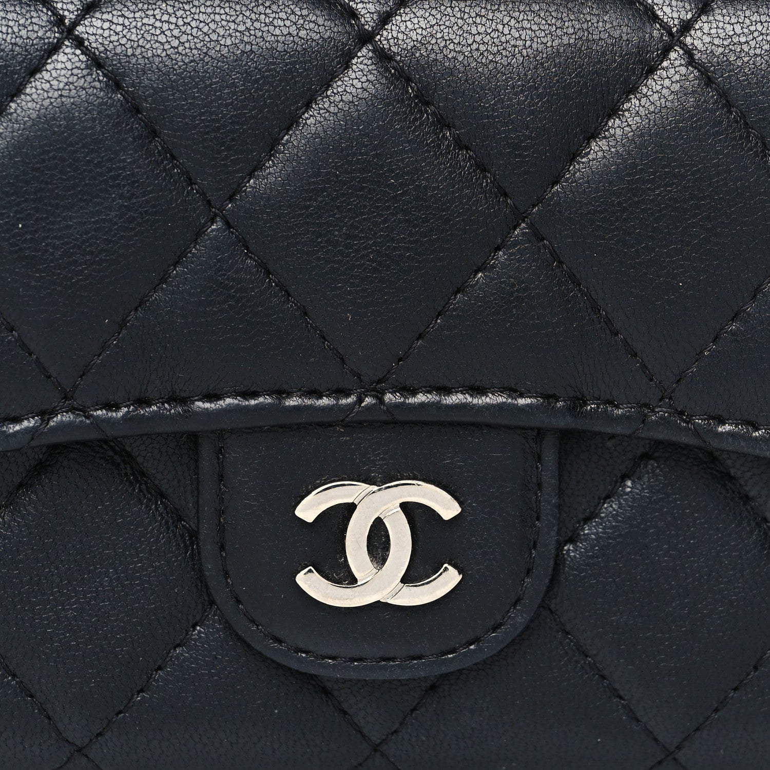 Chanel Lambskin Quilted Flap Card Holder Wallet Black 9 of 12