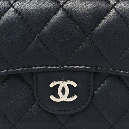 Chanel Lambskin Quilted Flap Card Holder Wallet Black 9 of 12