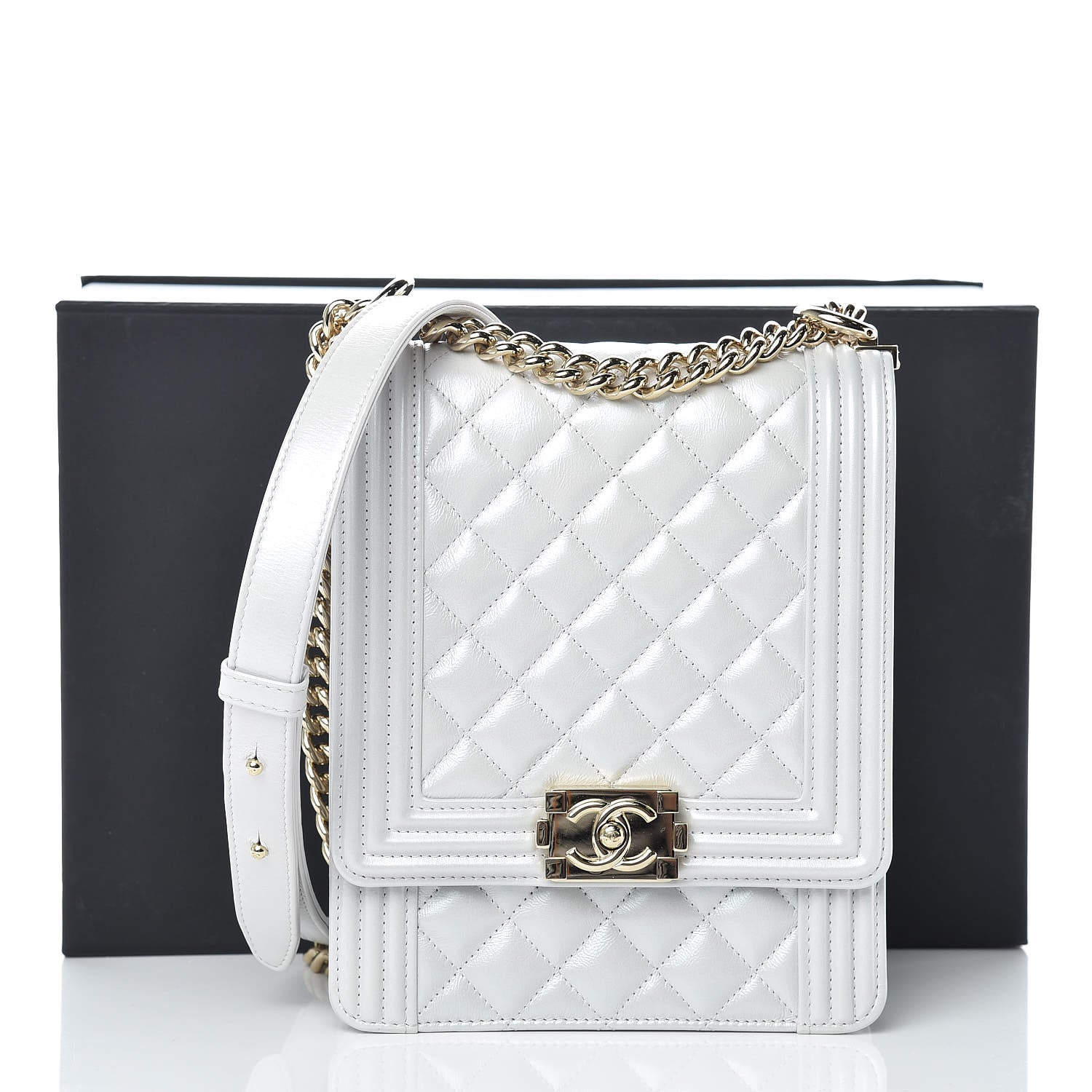 Chanel Calfskin Quilted North South Boy Flap Grey 10 of 10