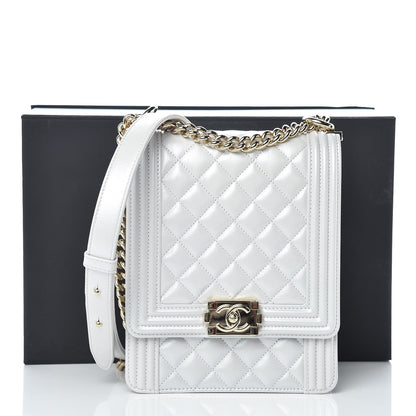 Chanel Calfskin Quilted North South Boy Flap Grey 10 of 10