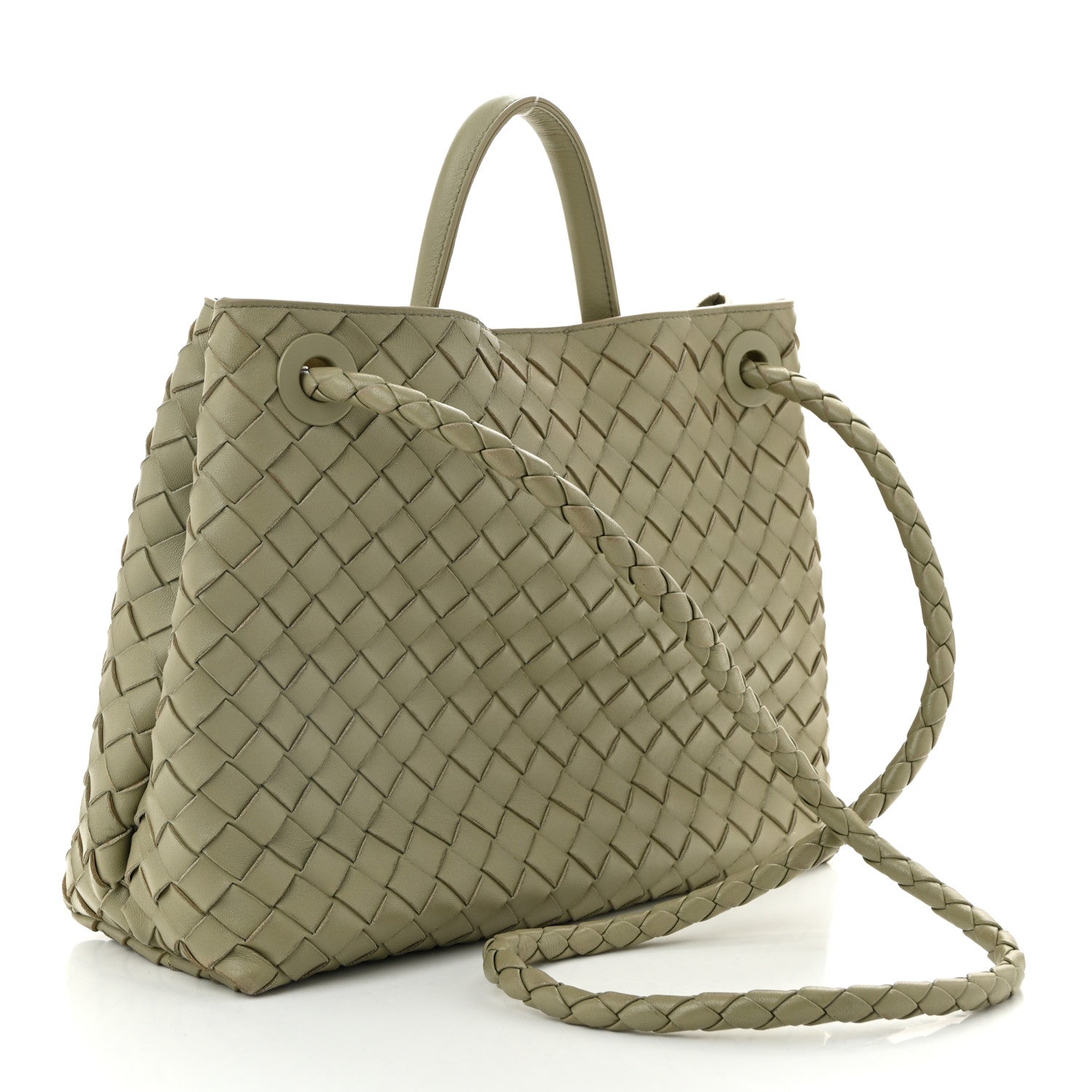Bottega Veneta Nappa Intrecciato Medium Andiamo Shoulder Bag Travertine 2 of 9