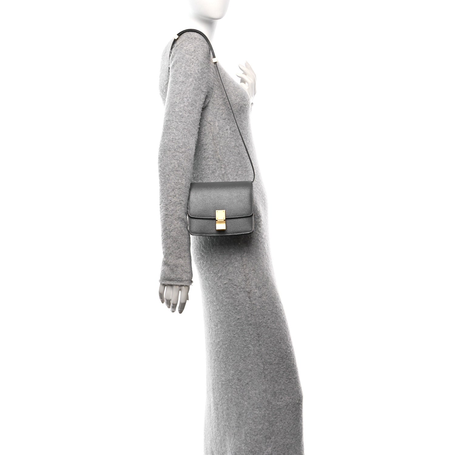 Celine Liege Calfskin Small Classic Box Flap Bag Medium Grey 2 of 9