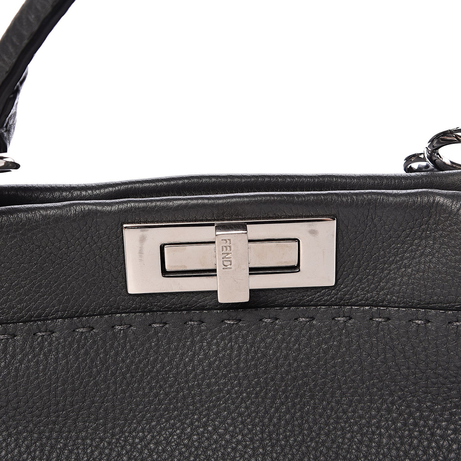Fendi Cuoio Romano Selleria Bi-Color Medium Peekaboo Iconic Satchel Asfalto Latte 14 of 14