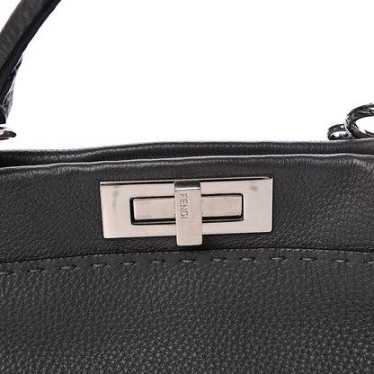 Fendi Cuoio Romano Selleria Bi-Color Medium Peekaboo Iconic Satchel Asfalto Latte 14 of 14