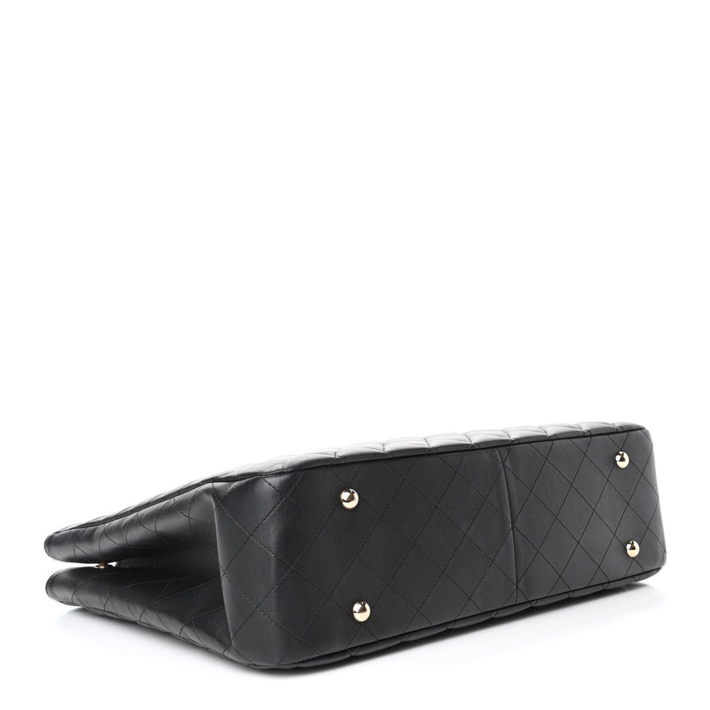 Calfskin Quilted Large Classic Shopping Tote Black