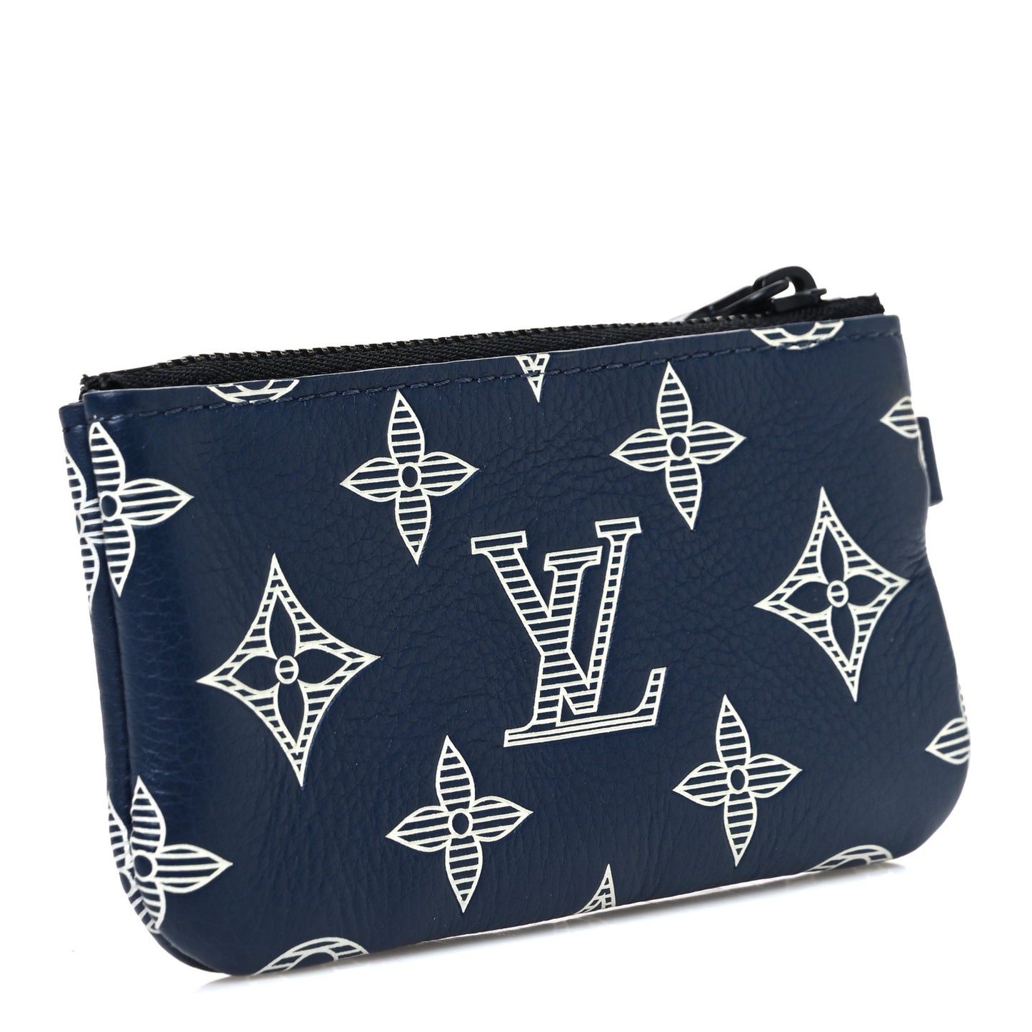 Calfskin Monogram Shadow Trio Messenger Key Pouch Ink Blue White