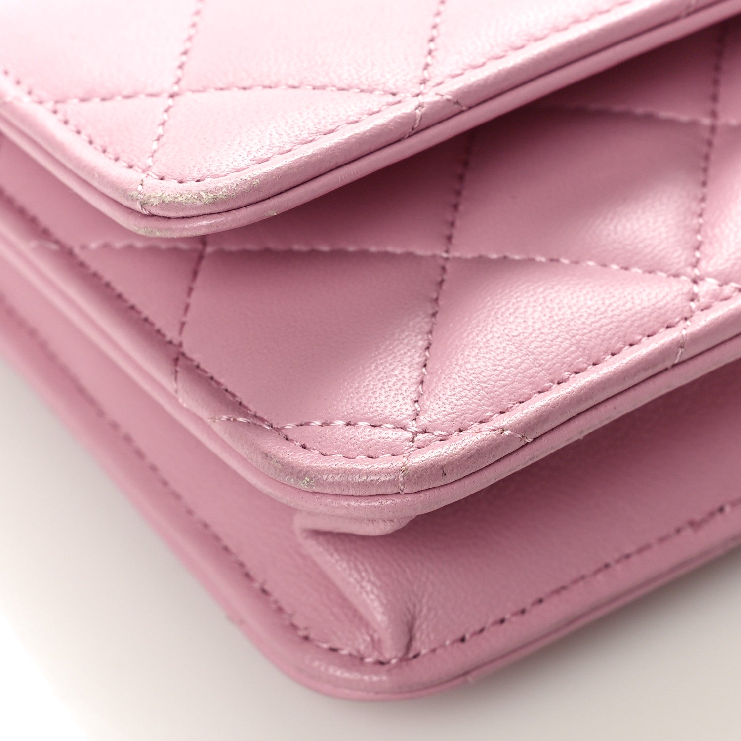 Chanel Lambskin Quilted Wallet On Chain WOC Pink 9 of 11