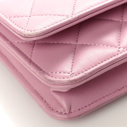Chanel Lambskin Quilted Wallet On Chain WOC Pink 9 of 11