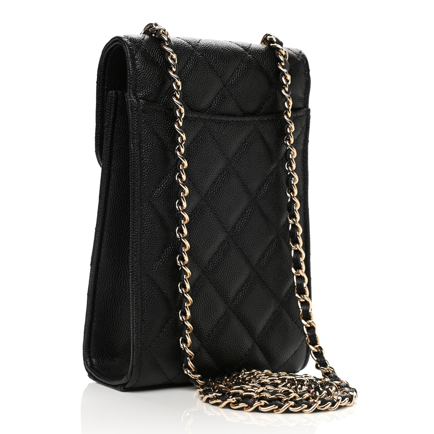 Caviar Quilted Classic Phone Holder Black