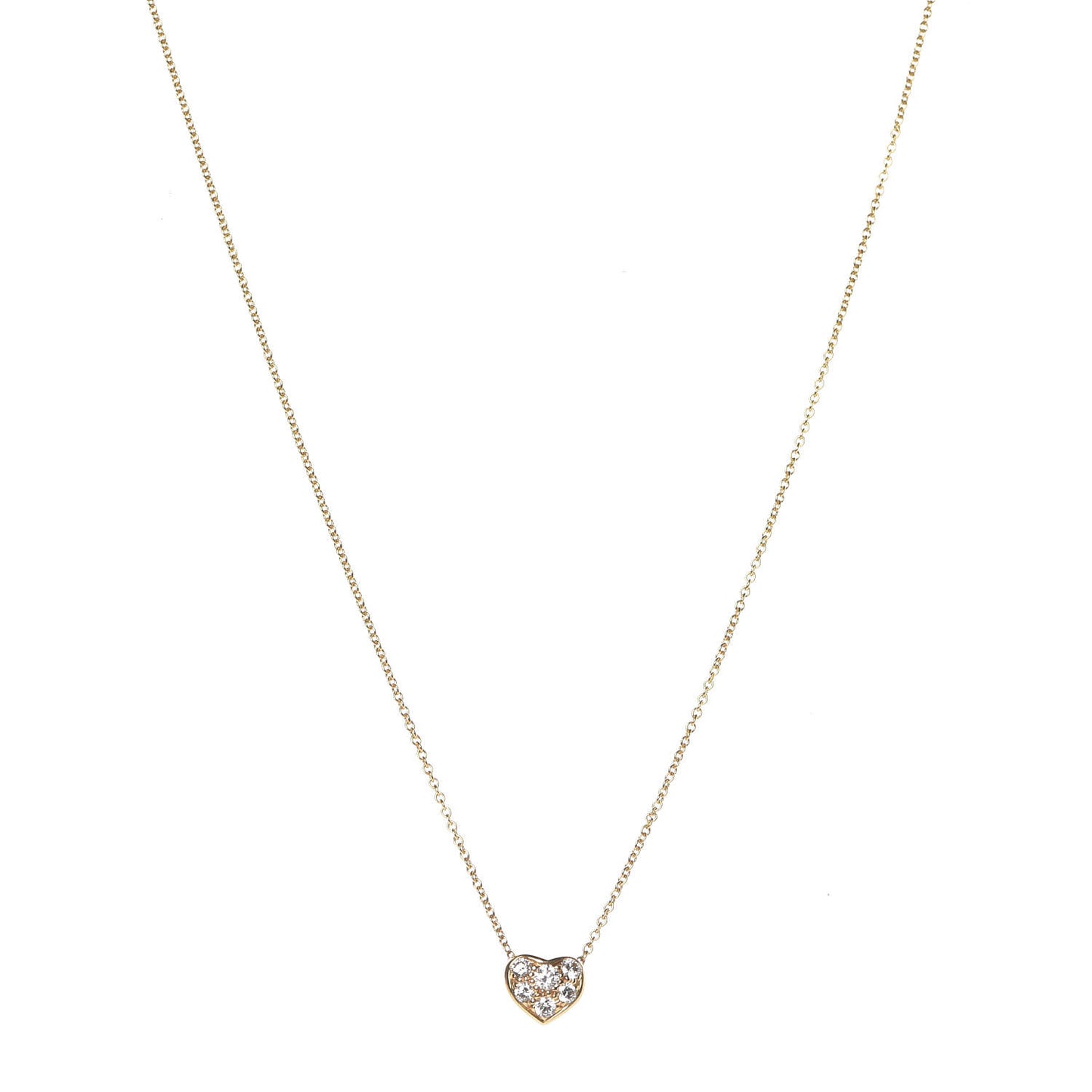 18K Yellow Gold Diamond Heart Pendant Necklace