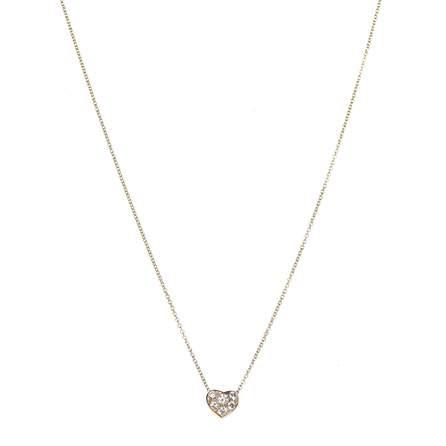 Tiffany 18K Yellow Gold Diamond Heart Pendant Necklace 1 of 6