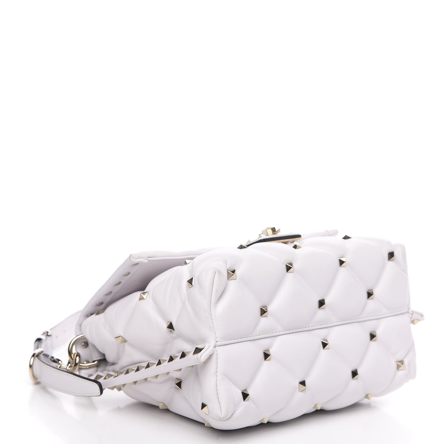 Lambskin VLTN Print Candystud Top Handle Bag Optic White Black