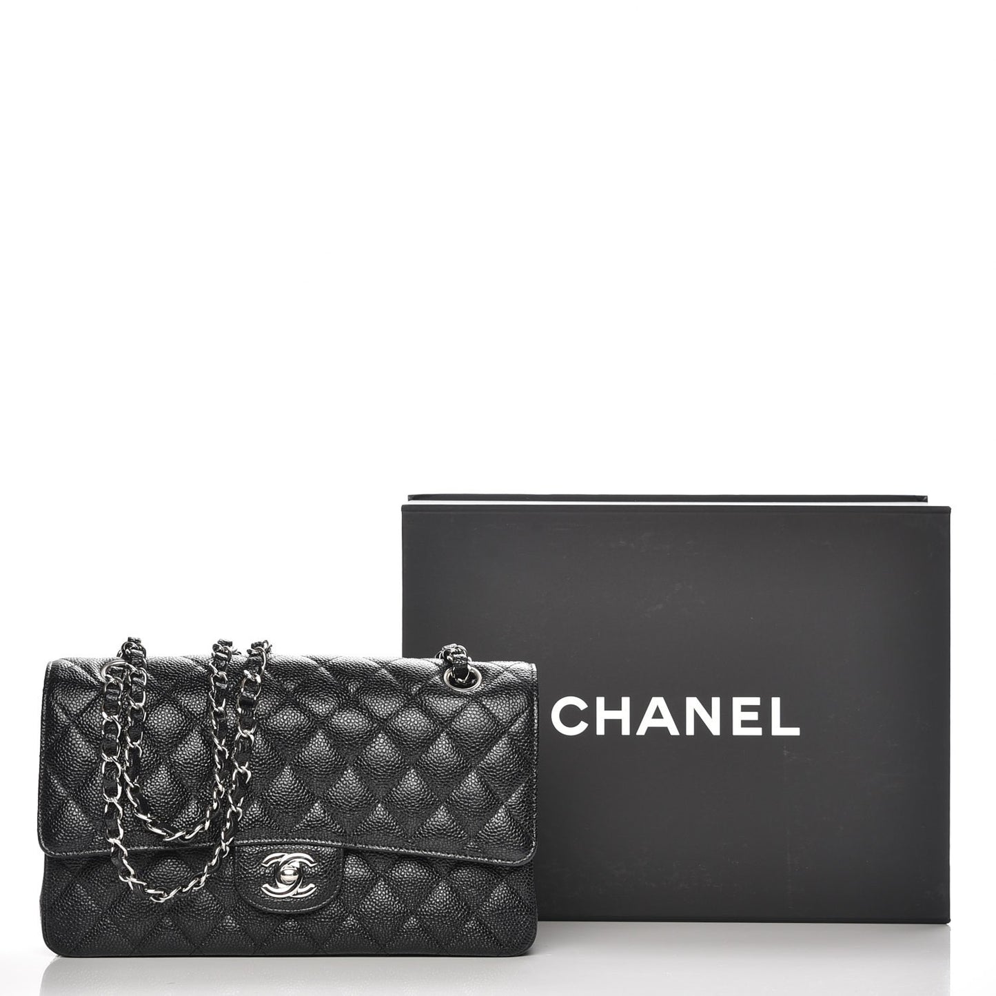 Caviar Quilted Medium Double Flap Black