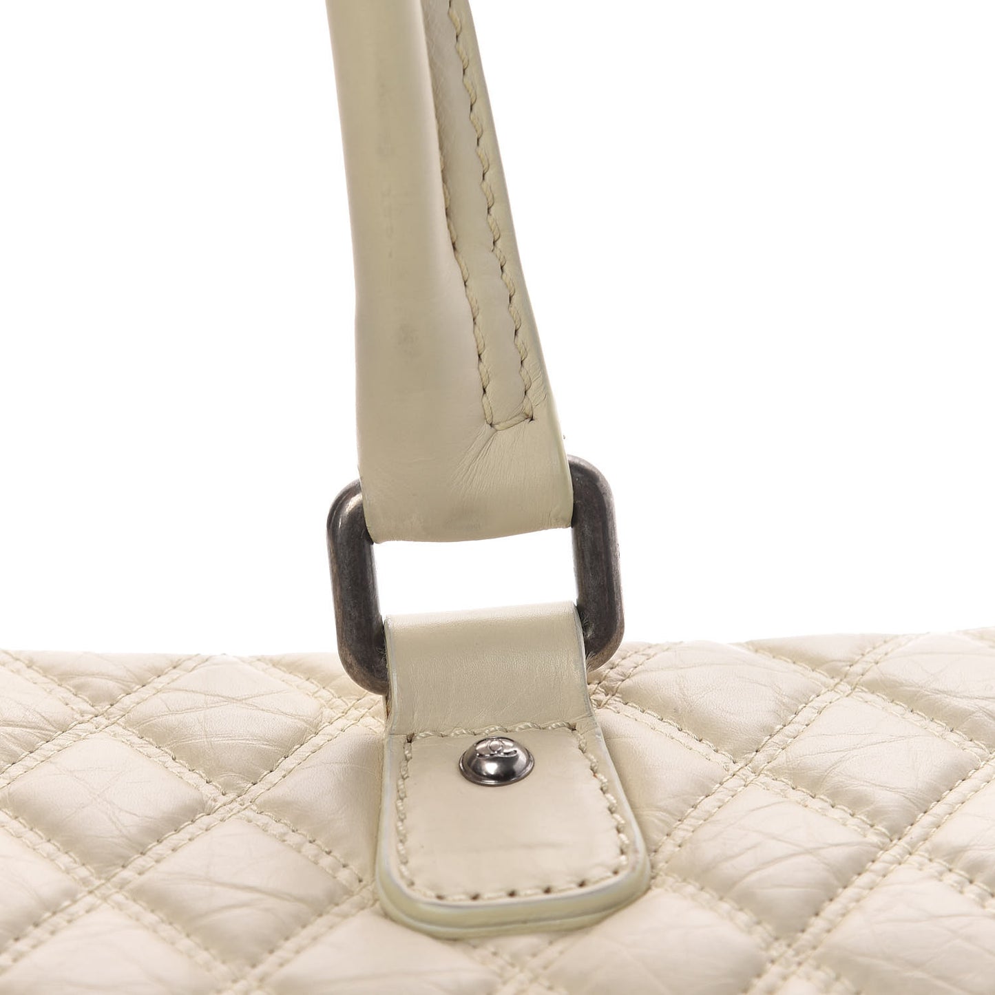 Aged Calfskin Quilted Paris New York PNY Laptop Bag Ivory