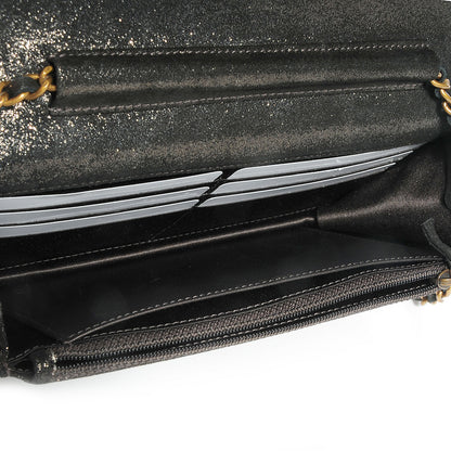 Chanel Iridescent Calfskin Quilted Tartan Button Wallet on Chain WOC Black 7 of 9