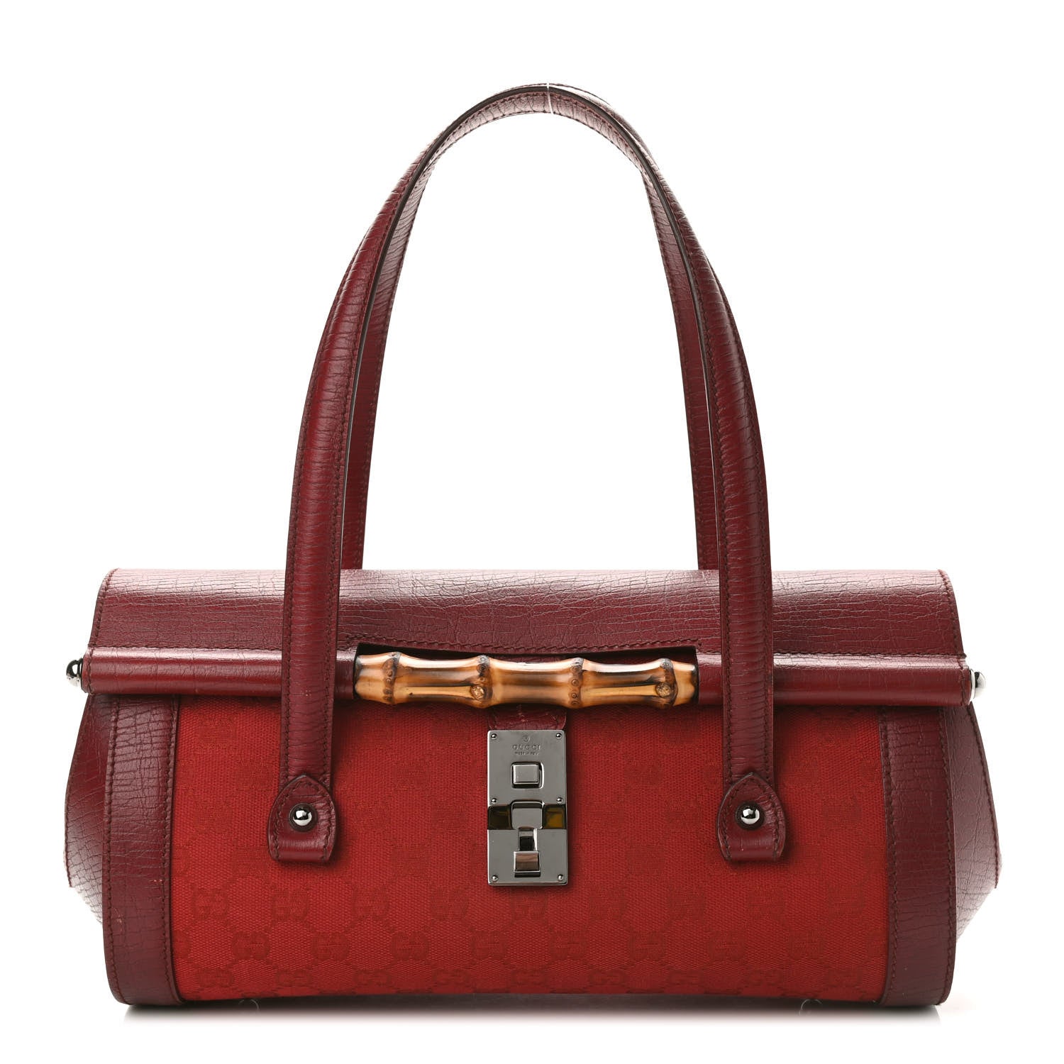 Gucci Monogram Bamboo Bullet Bag Red 1 of 11
