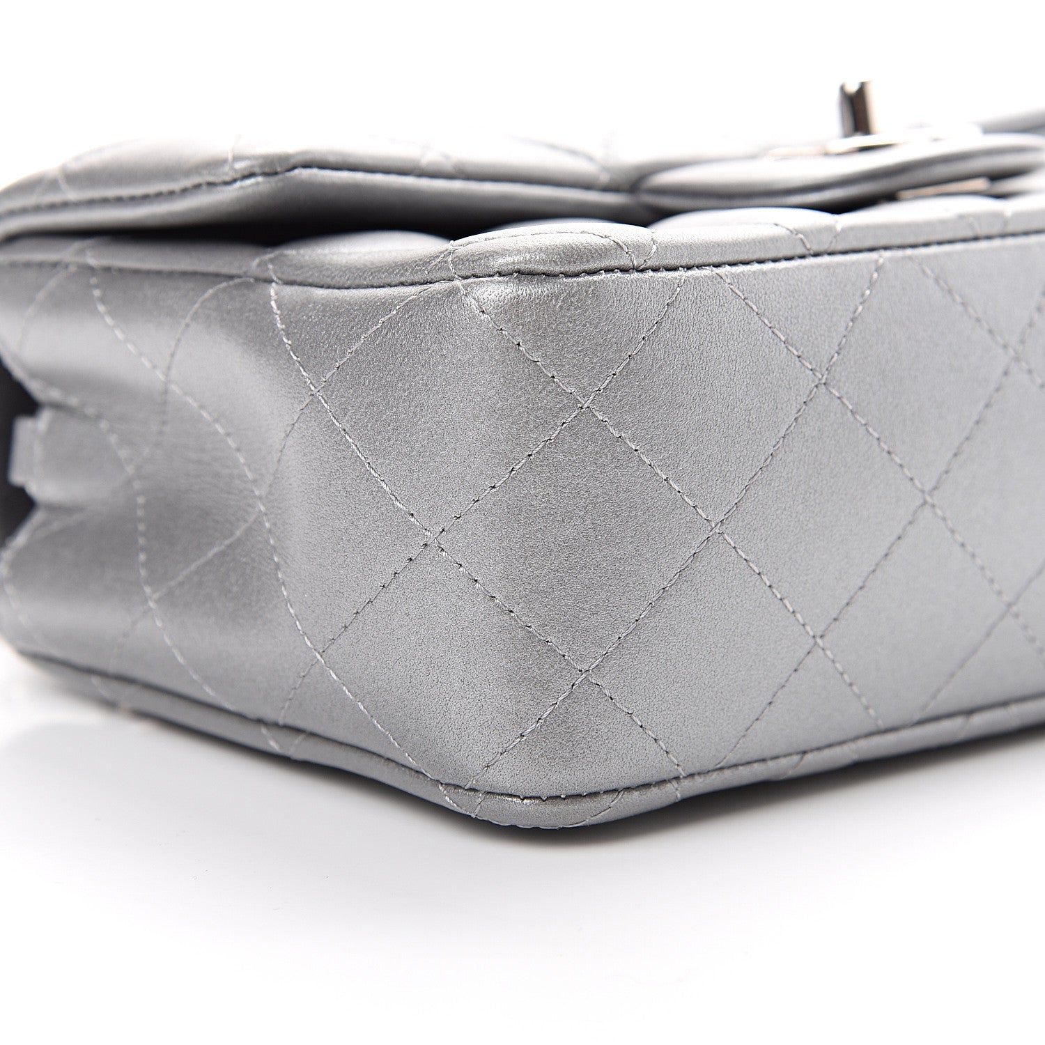 Chanel Metallic Lambskin Quilted Mini Rectangular Flap Silver 8 of 10