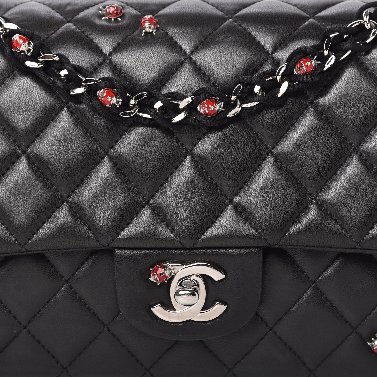 Chanel Lambskin Quilted Medium Ladybug Flap Black 10 of 10
