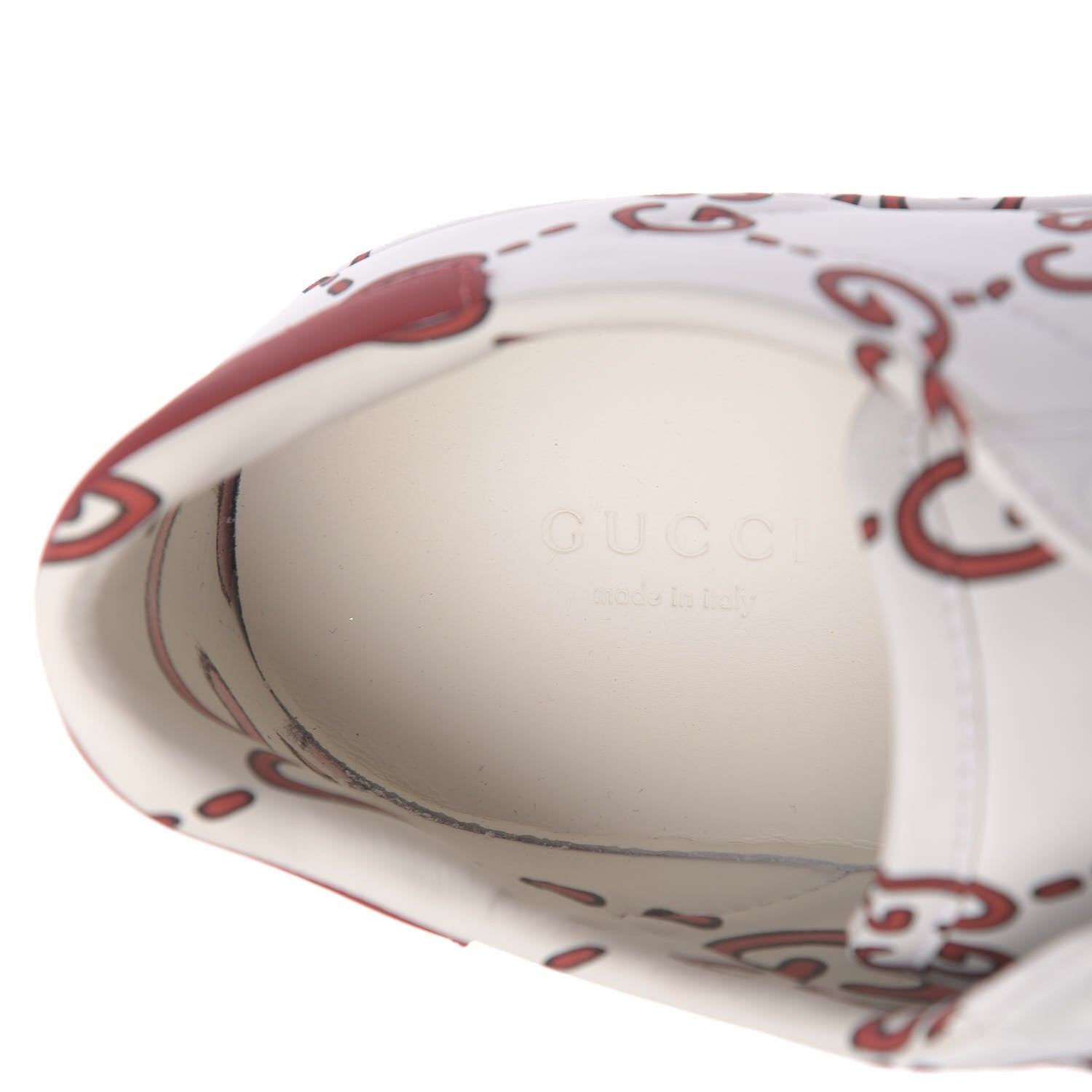 Gucci Calfskin GucciGhost Print Womens Ace Sneakers 38.5 White Hibiscus Red 10 of 14