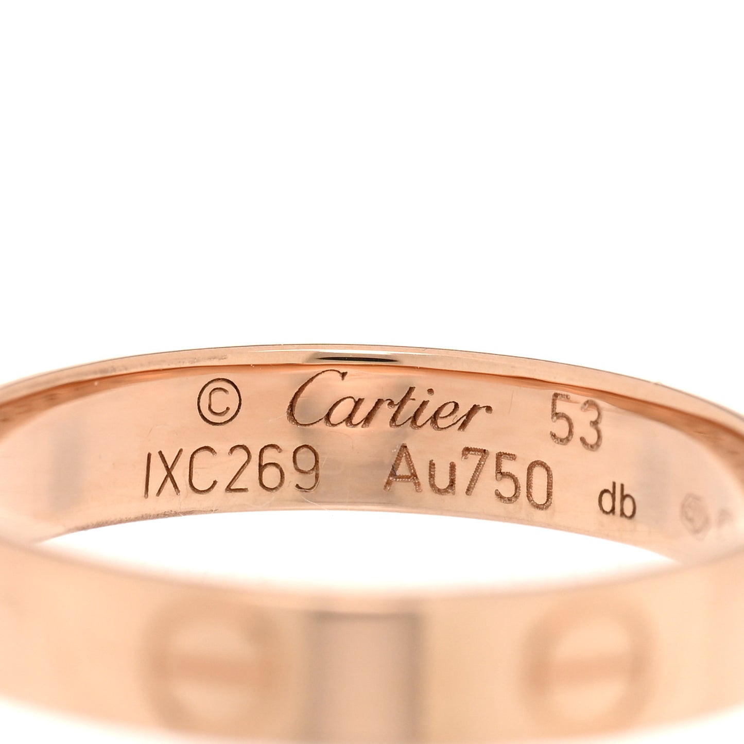18K Pink Gold 3.5mm LOVE Wedding Band Ring 53 6.5