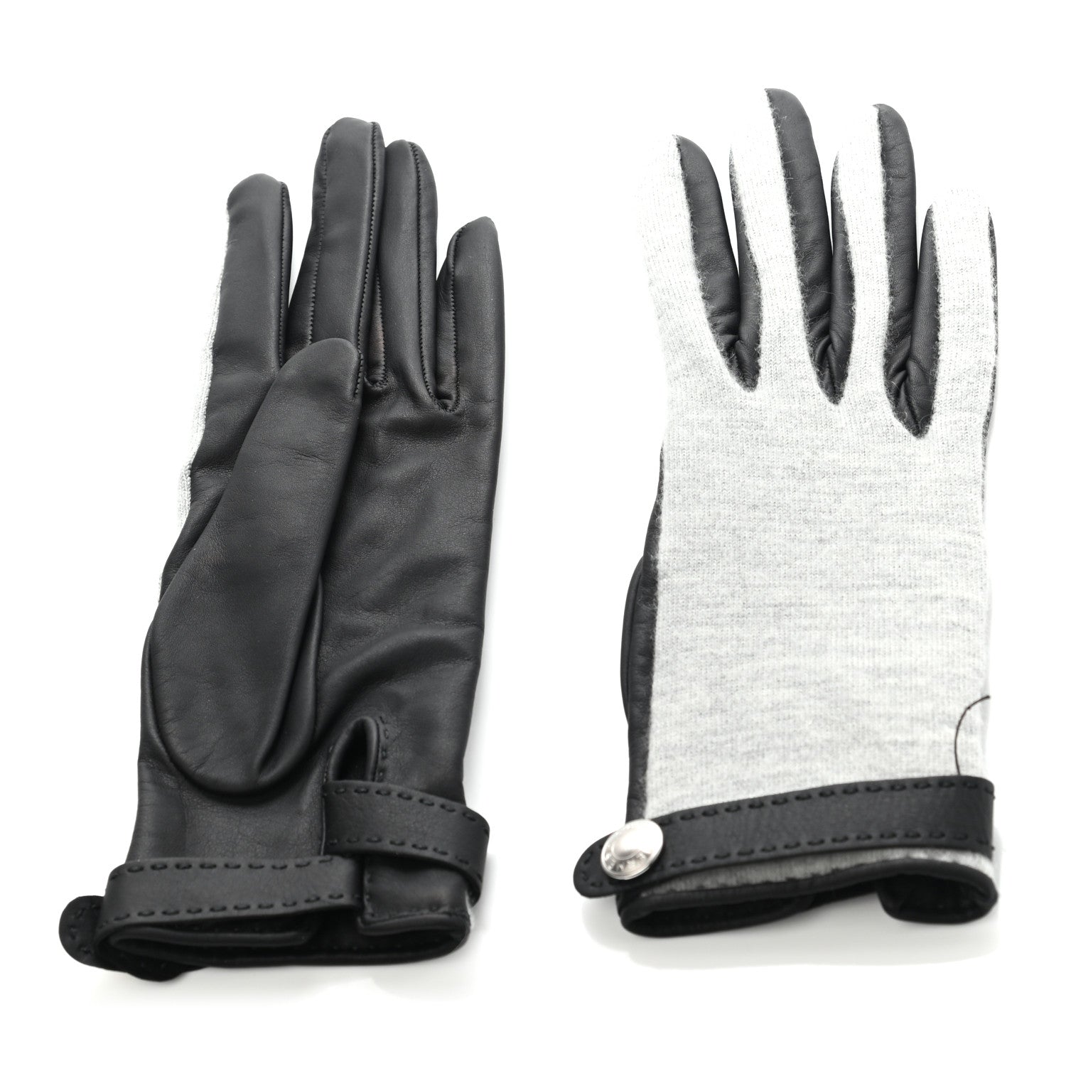 Hermes Cashmere Calfskin Helsinki Gloves 6.5 Black 1 of 5