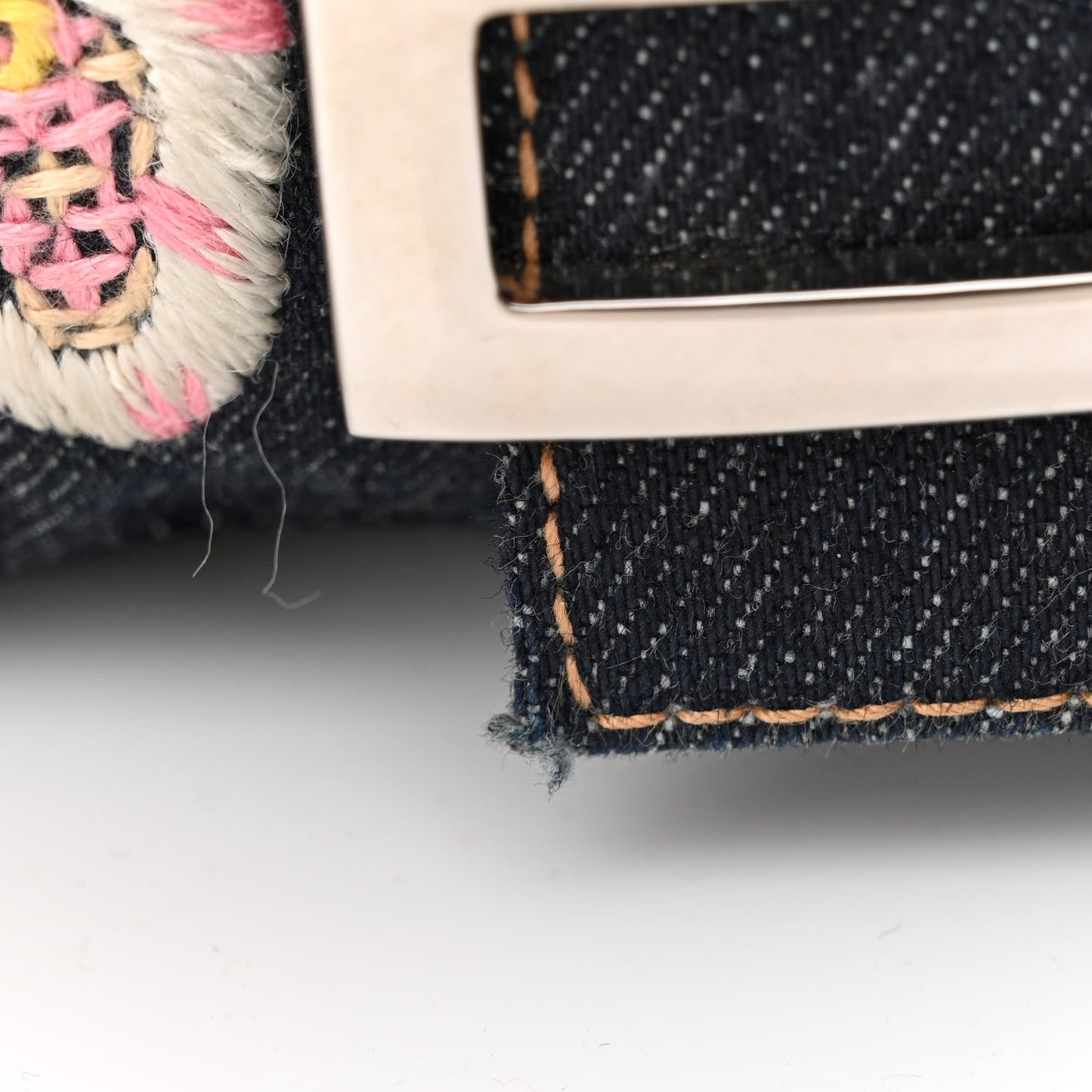 Denim Embroidered Baguette Blue Multicolor