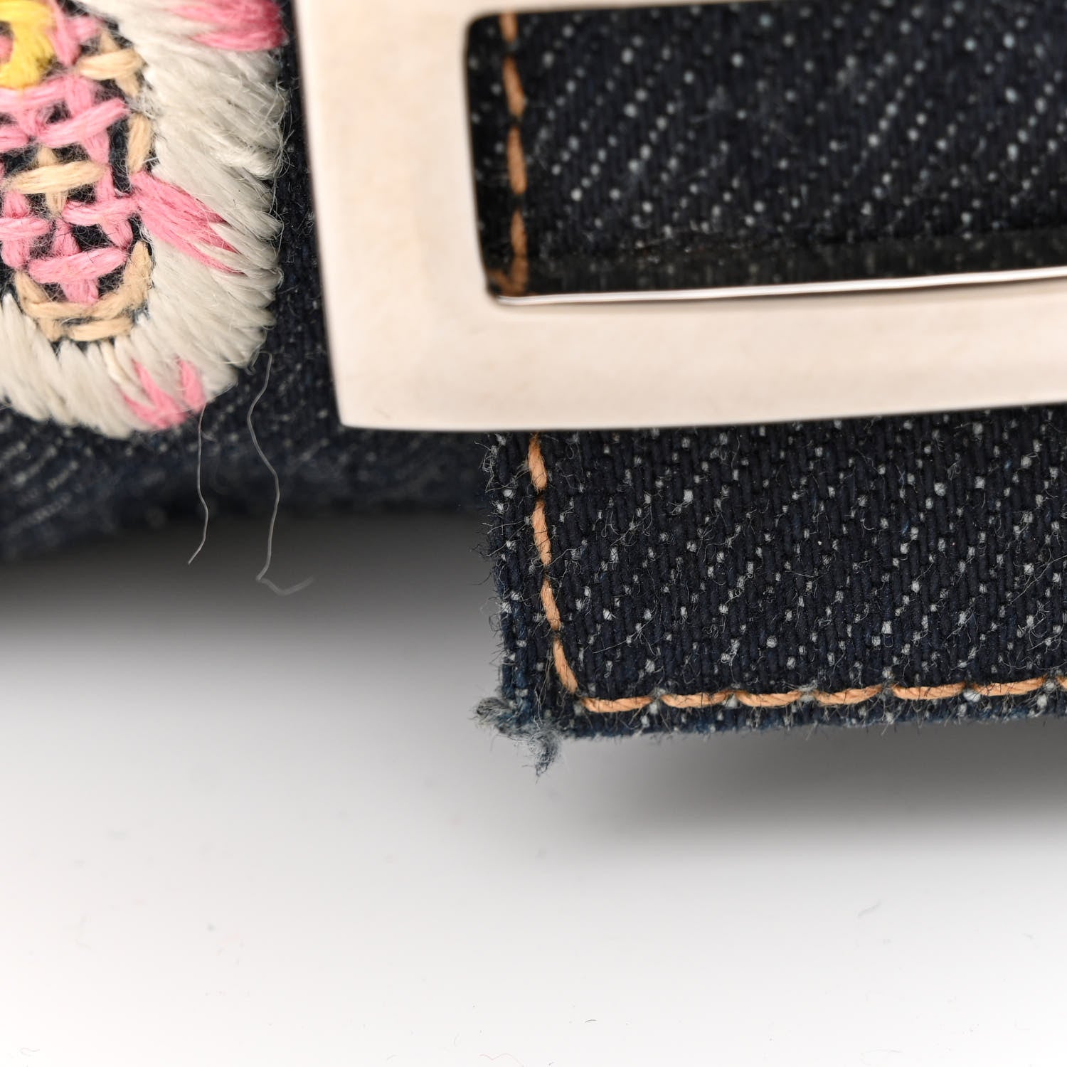 Fendi Denim Embroidered Baguette Blue Multicolor 10 of 10