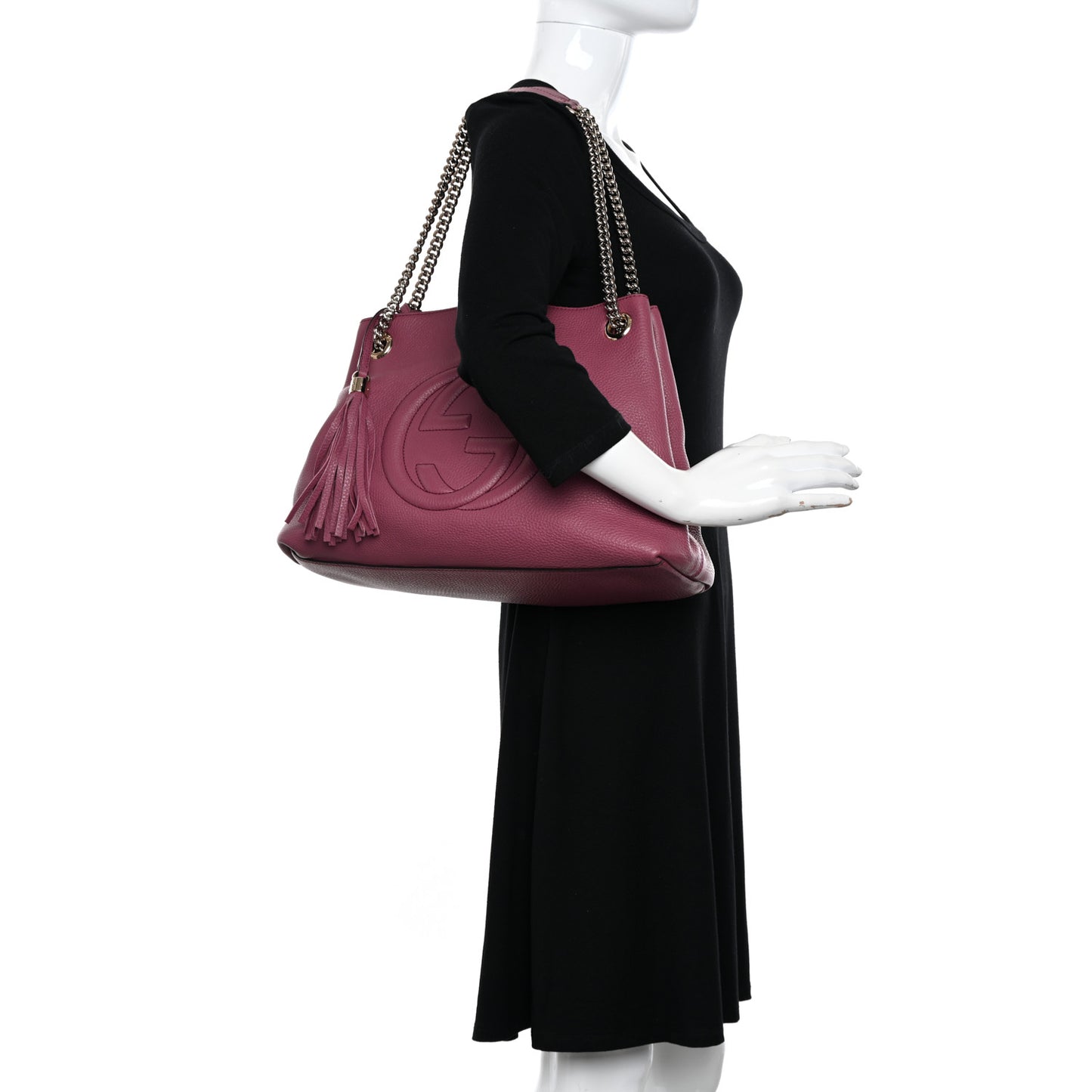 Pebbled Calfskin Medium Soho Chain Shoulder Bag Peonia Flower
