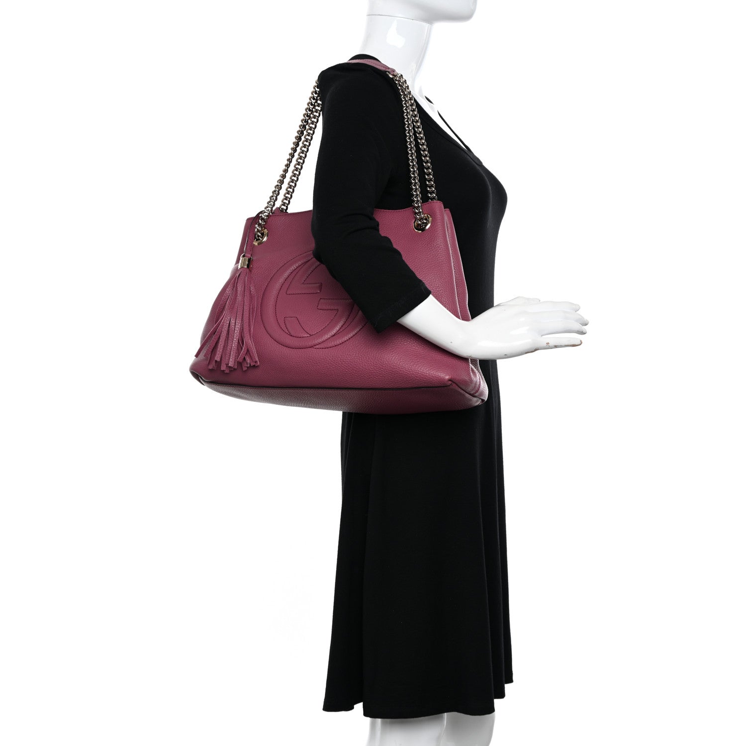 Gucci Pebbled Calfskin Medium Soho Chain Shoulder Bag Peonia Flower 2 of 11