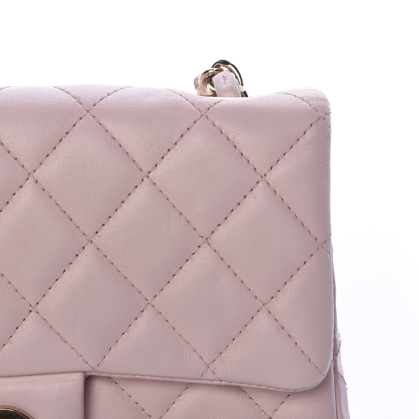 Lambskin Quilted Mini Rectangular Flap Light Pink