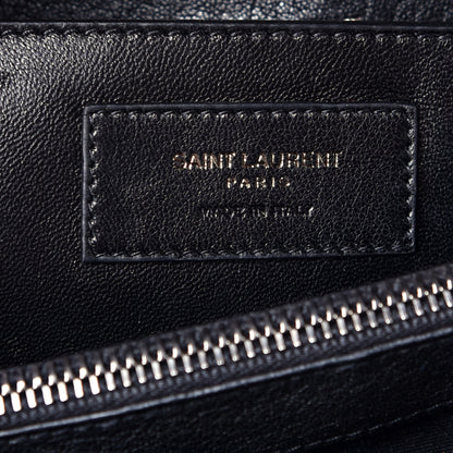 Saint Laurent Sheepskin Matelasse Chevron Monogram Large College Satchel Black 6 of 8