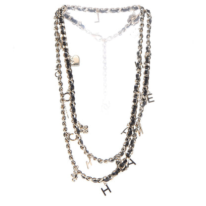 Chanel Lambskin CC Long Chain Necklace Black Gold 3 of 6