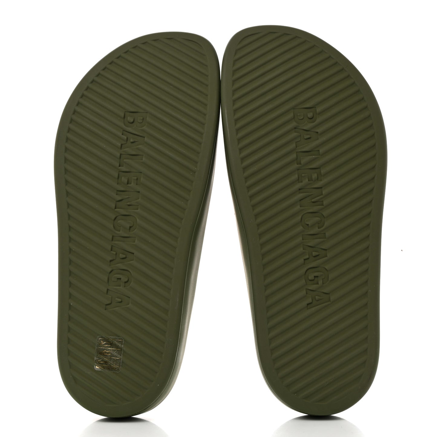 Rubber Logo Womens Pool Closed Slide Sandals 42 Kaki White