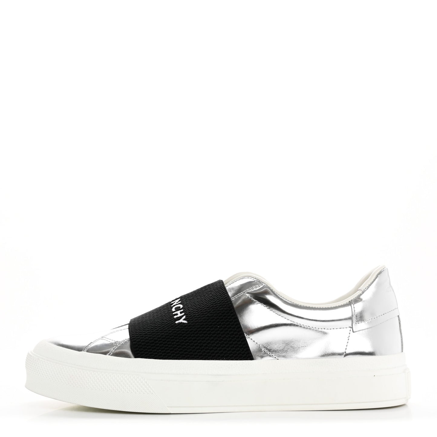 Calfskin Band Logo Womens City Sneakers 41 Silvery
